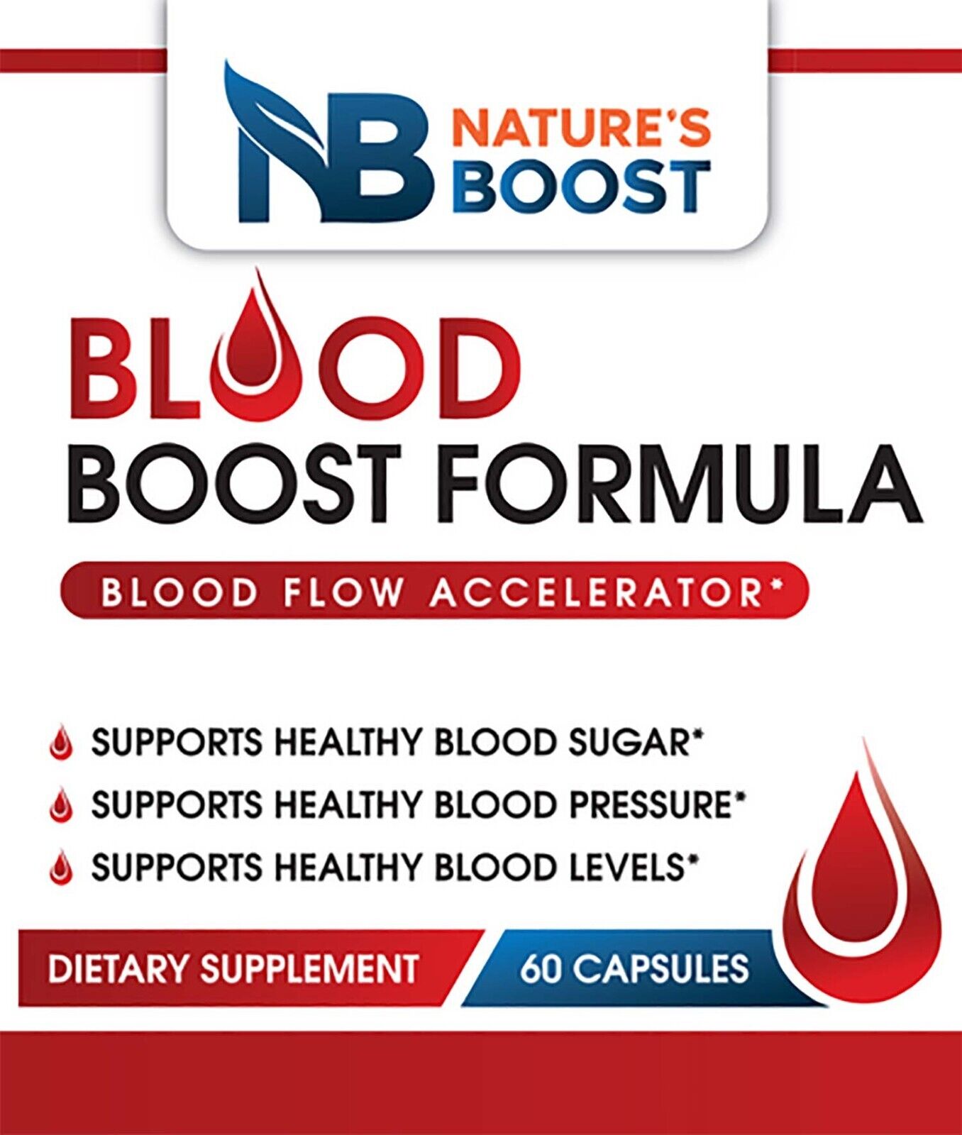 Blood Boost Formula Blood Flow Accelerator By Nature's Boost - 60 Capsules