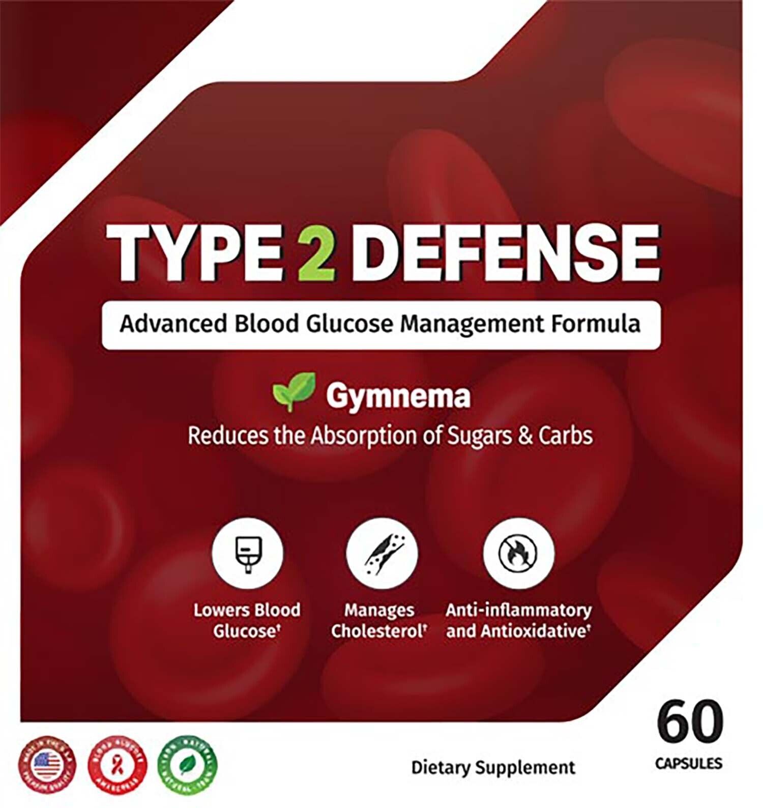 Type 2 Defense Advanced Blood Health Support Formula With Gymnema - 60 Capsules
