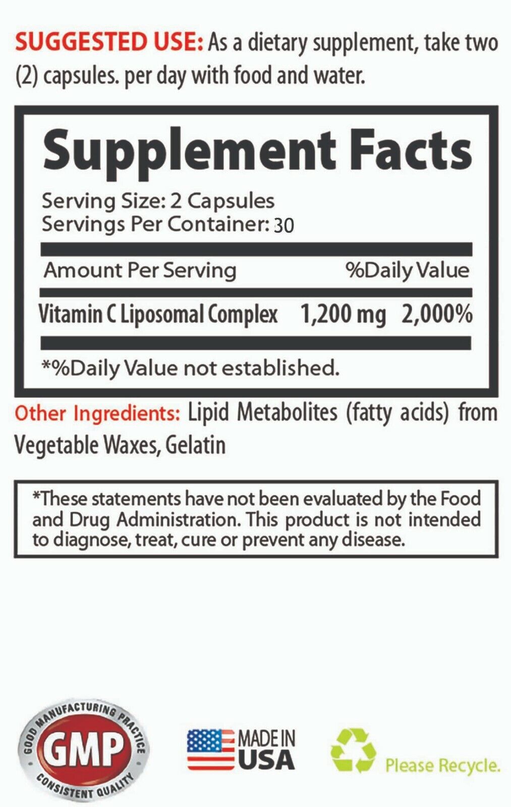 Liposomal Vitamin C Capsules High Absorption Immune Pills Supplements