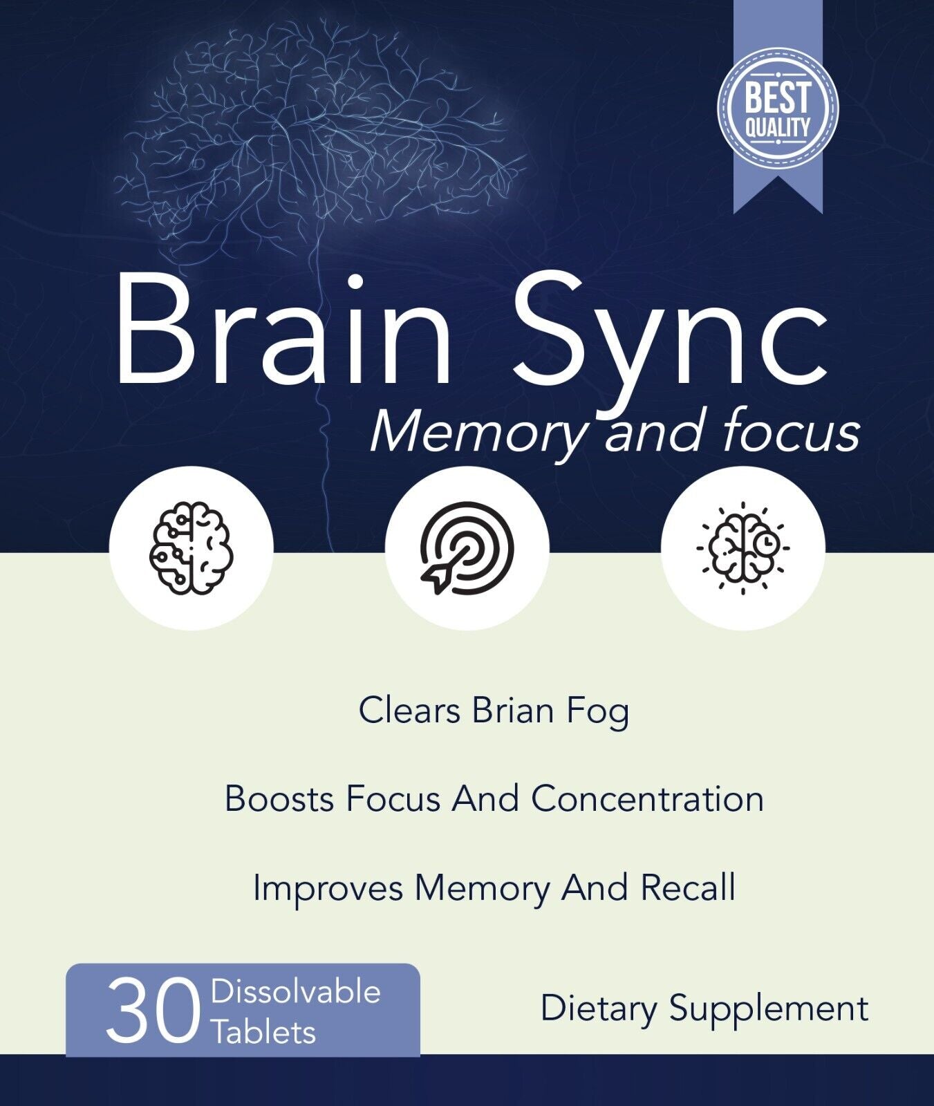 BrainSync Memory and Focus Probiotic Supplement - Genuine 30 Dissolvab ...
